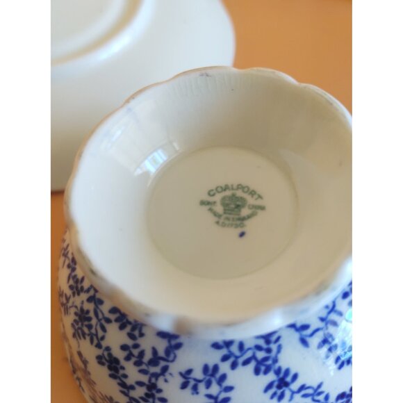 Coalport Hand Painted Tea Cup & Saucer Set Cobalt Blue Maple Leaf 1930's - Picture 13 of 15